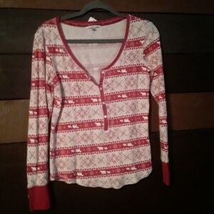 NWOT Victoria's Secret Medium Long sleeve Thermal Winter Print Top